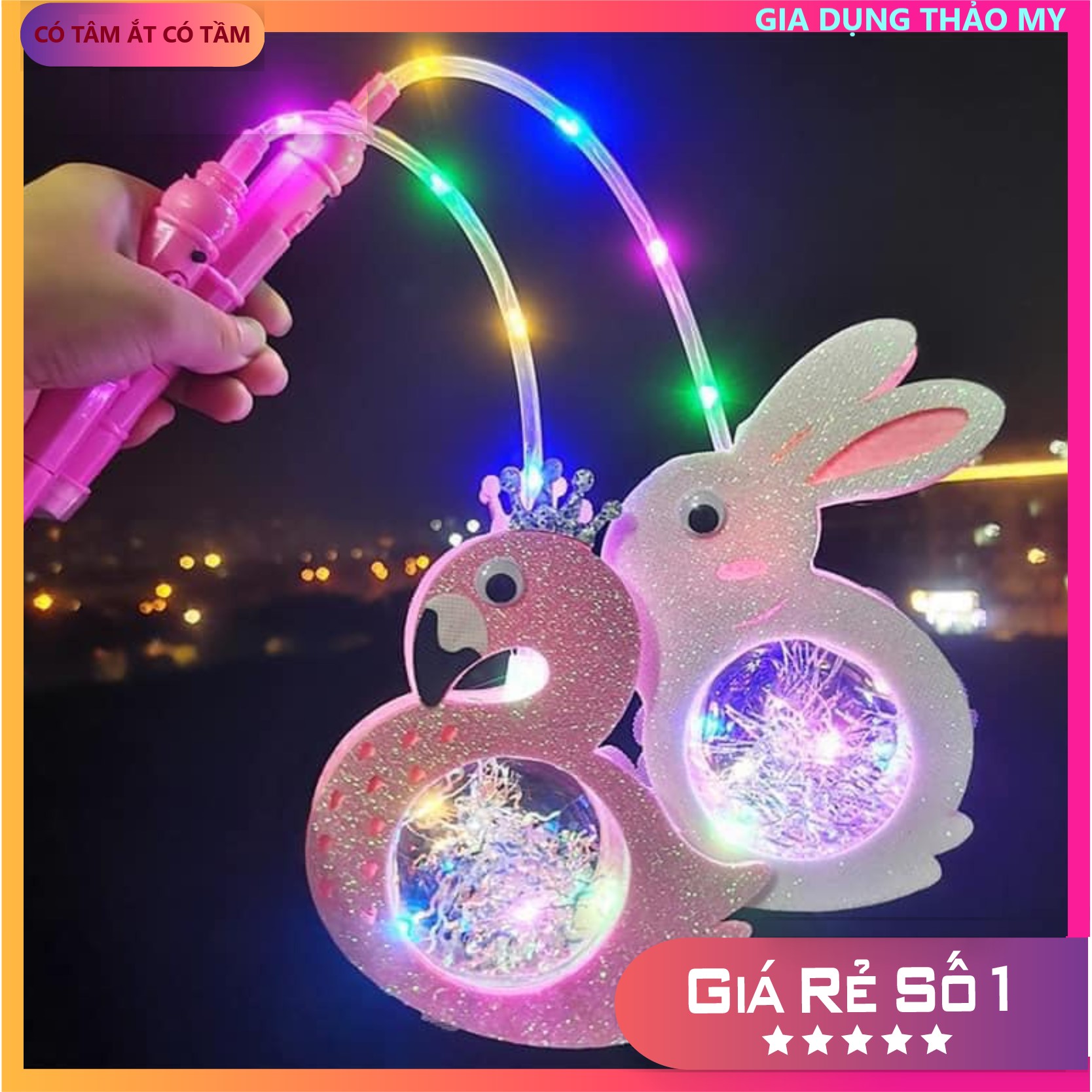 Đèn lồng trung thu hình thú phát sáng, Phát nhạc, Đèn led phát sáng vui nhộn có Tặng kèm Pin