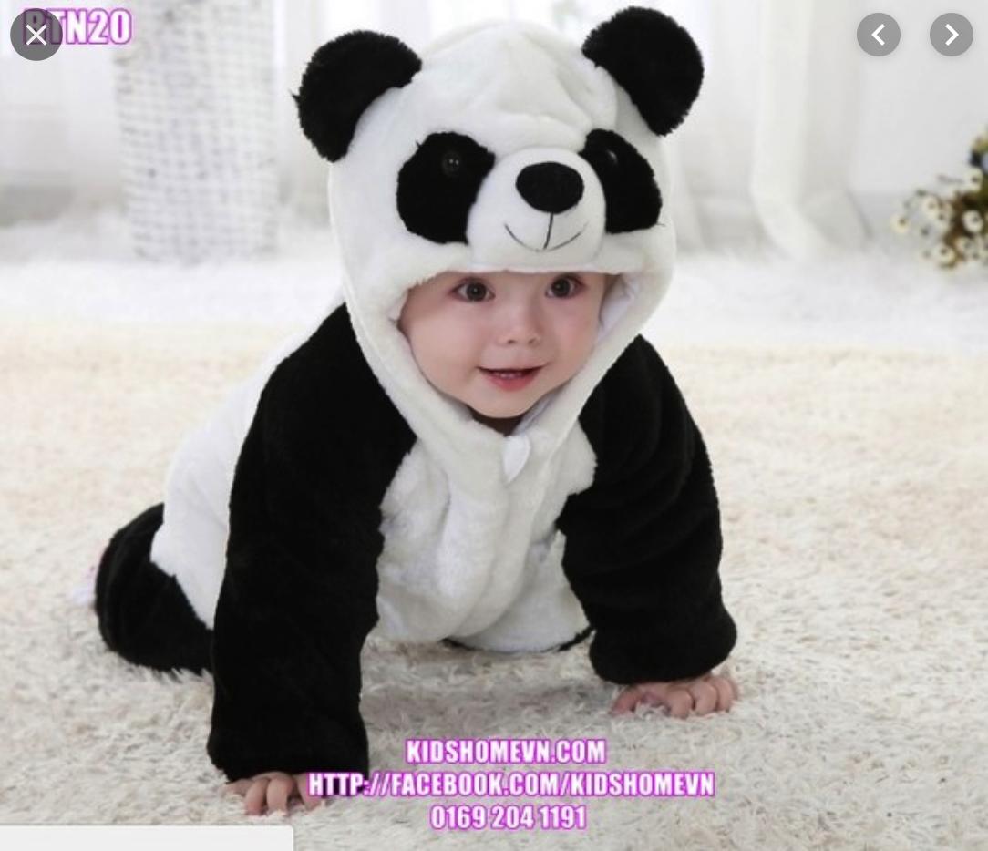 Bộ đồ liền thân gấu trúc cho bé dưới 3 tuổi