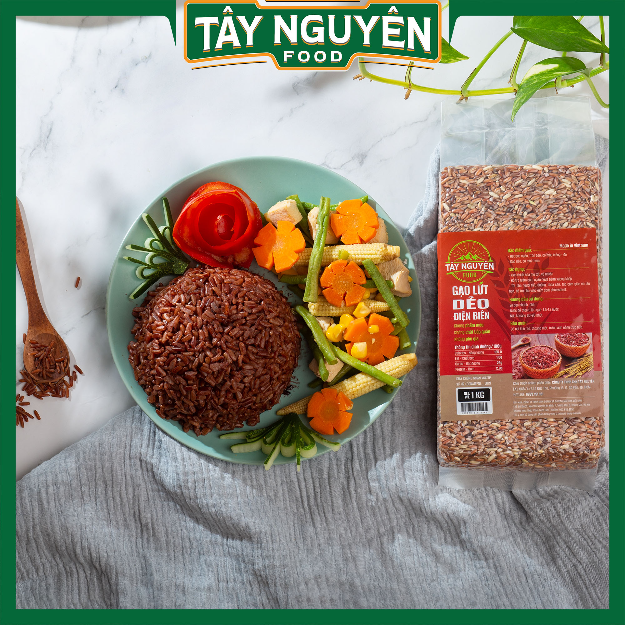 Gạo lứt dẻo Điện Biên healthy Tây Nguyên Food - Việt Nam 1kg