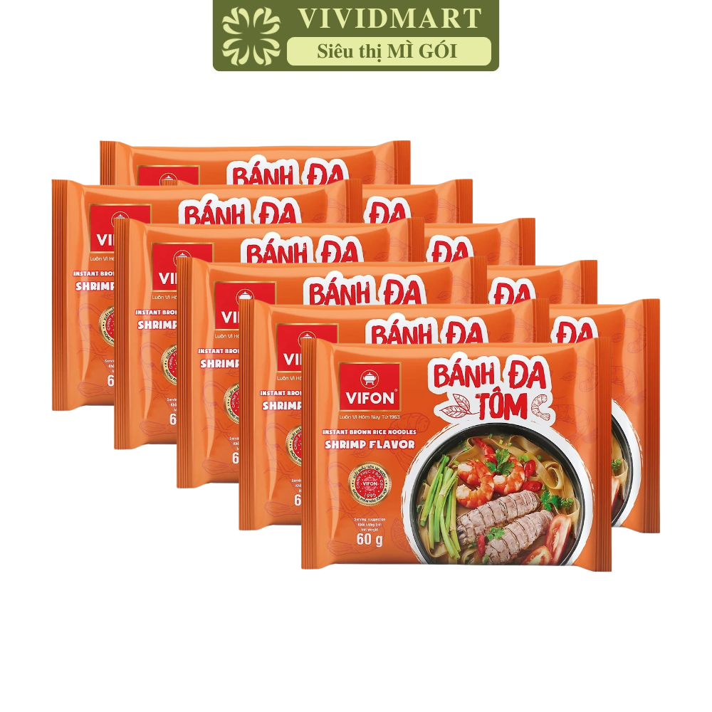 [SET 10 GÓI] - VIFON - Bánh đa Vifon gói 3 vị: Cua, Tôm, Hải sản cay, bánh đa gói Vifon, bánh đa trộn Vifon ăn liền (60g/gói)