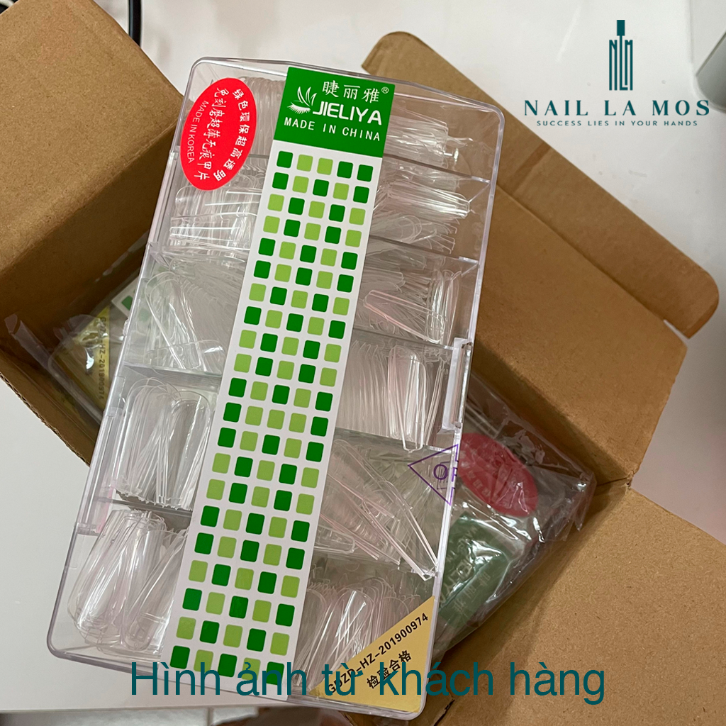 Móng úp phom thang Jieliya chính hãng - Hộp 500 móng ốp form thang đủ size loại mặt trơn mặt nhám sẵn