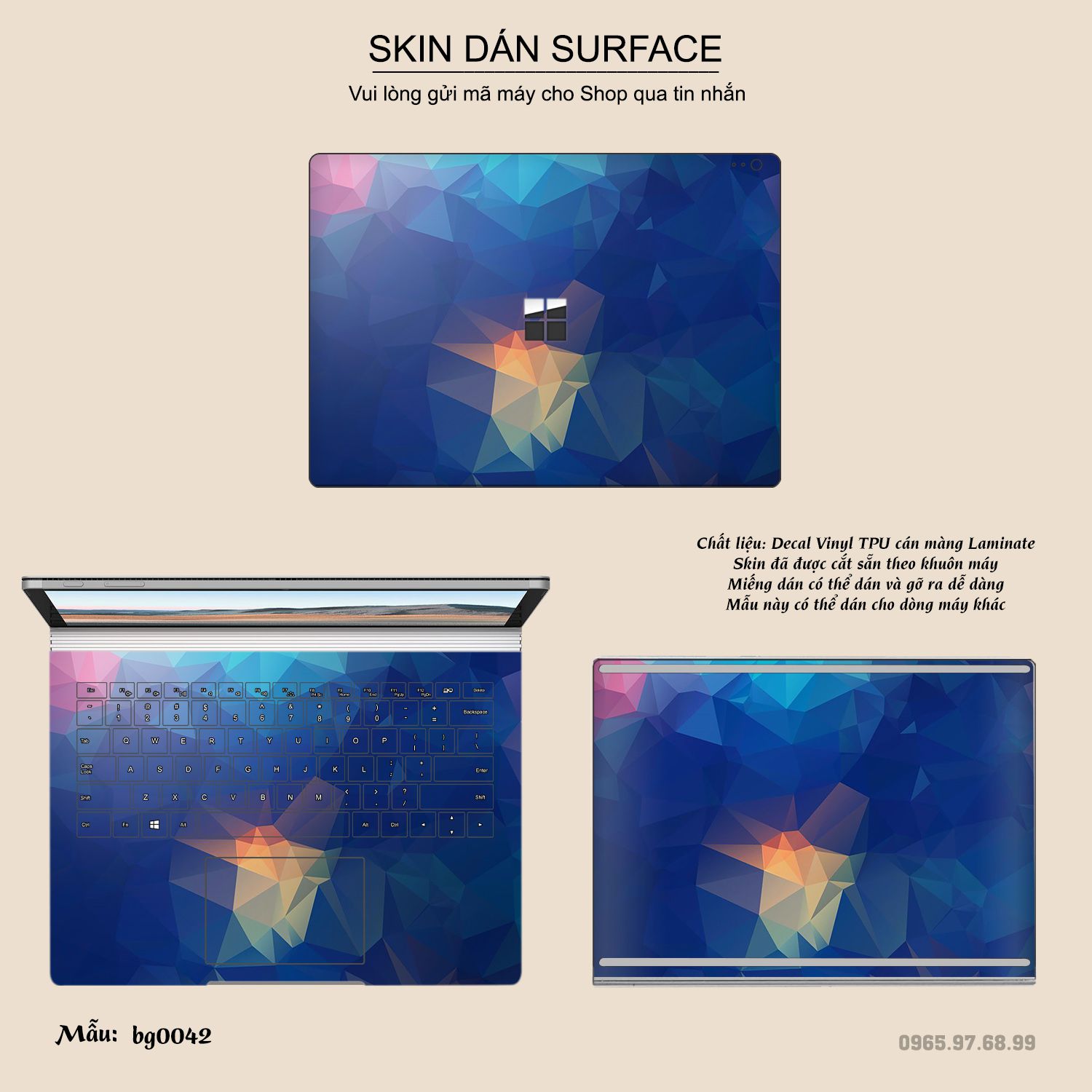 Decal Skin dán Surface Pro / Laptop / Go / Book mẫu Vân kim cương