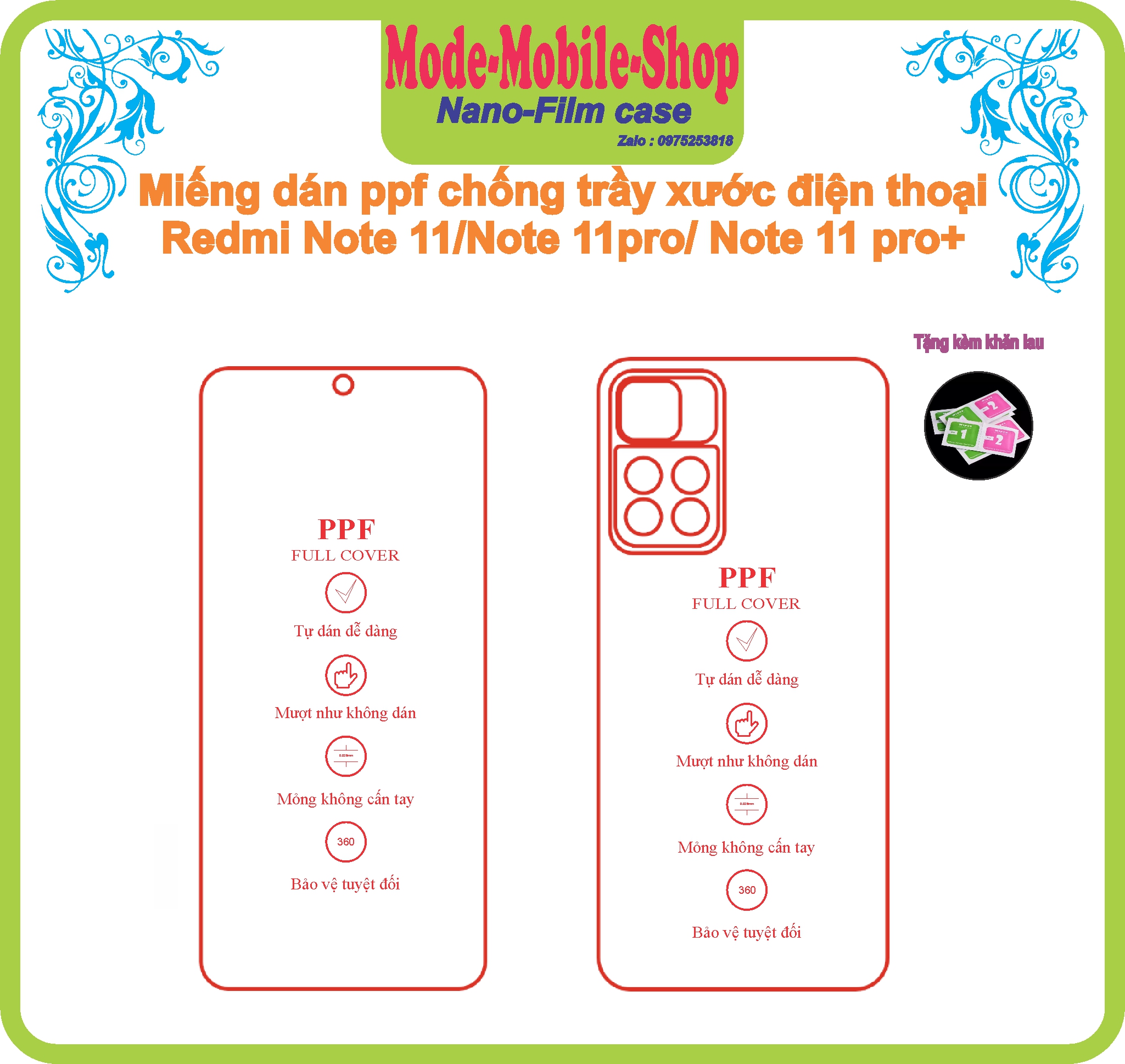 Miếng dán ppf bảo vệ điện thoại redmi note11/ redmi note 11 pro/ redmi note 11 pro+