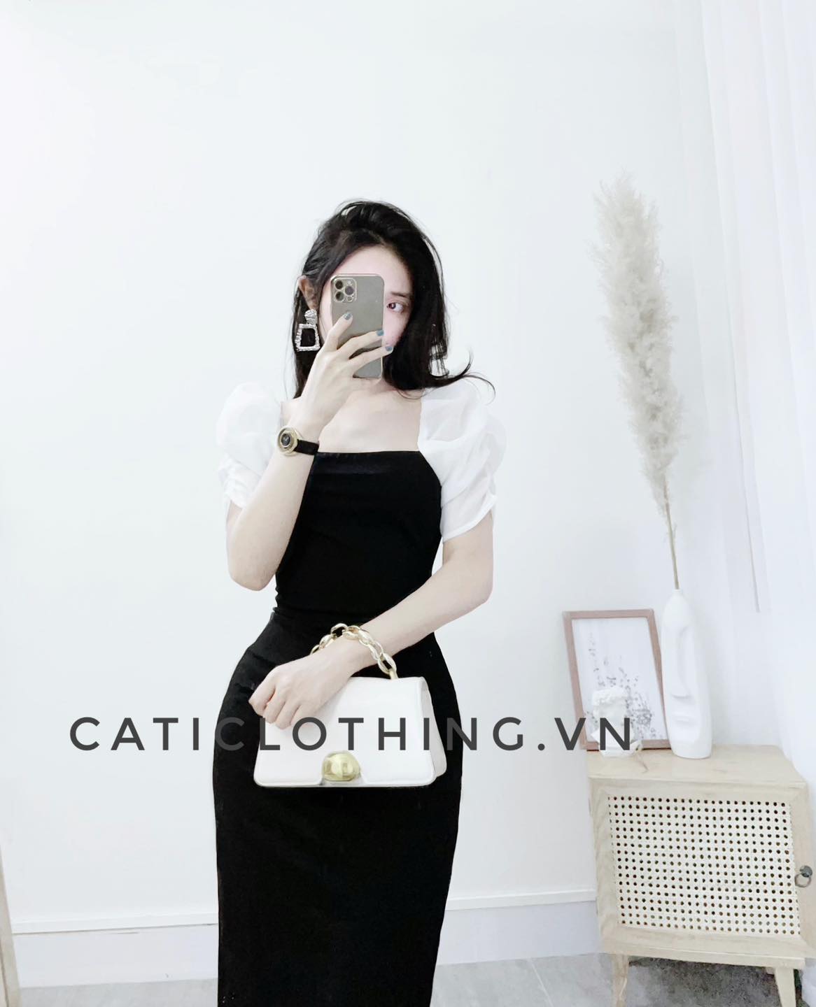 CATI Đầm umi phối tay tơ (2096)