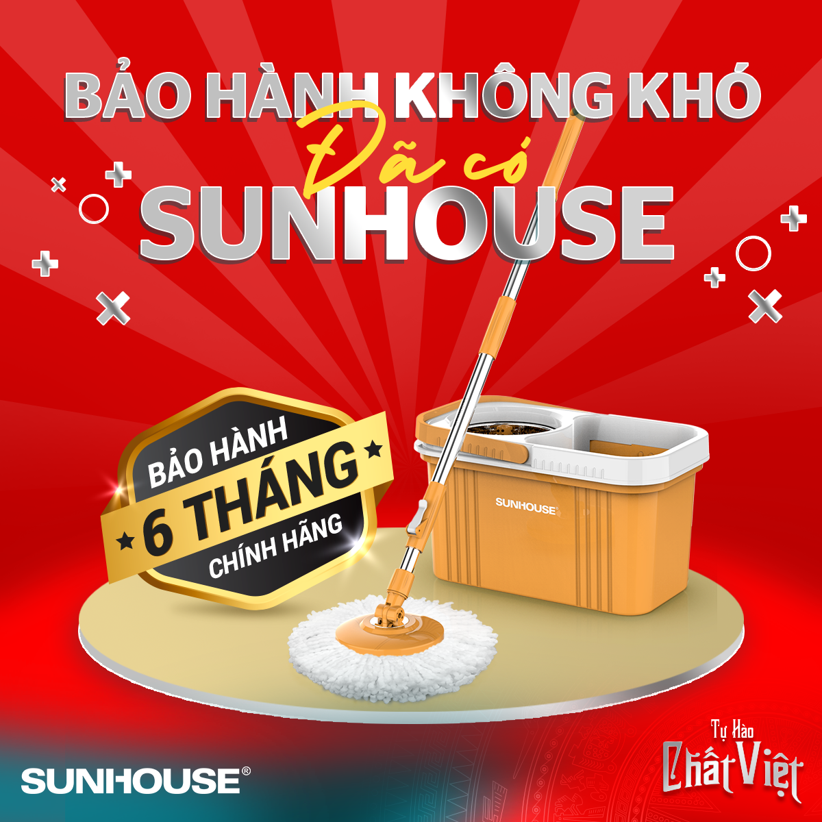 BỘ LAU NHÀ XOAY 360 ĐỘ CAO CẤP SUNHOUSE KS-CL350PO , BẢO HÀNH 6 THÁNG TOÀN QUỐC , CHÍNH HÃNG , CHẤT LIỆU CAO CẤP , ĐỘ BỀN CAO