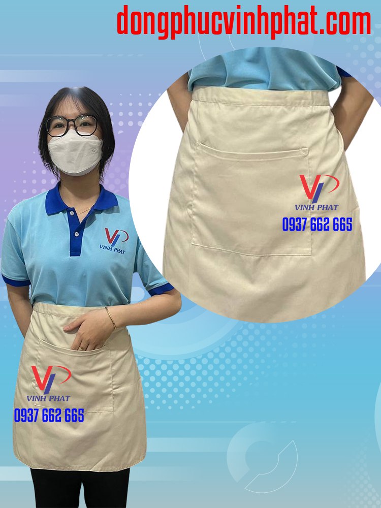 Tạp Dề Ngắn Nhiều Màu Sắc Nam Nữ Cho Nhân Viên Phục Vụ Bếp, Nail, Quán Cafe, Trà Sữa trơn chưa in logo