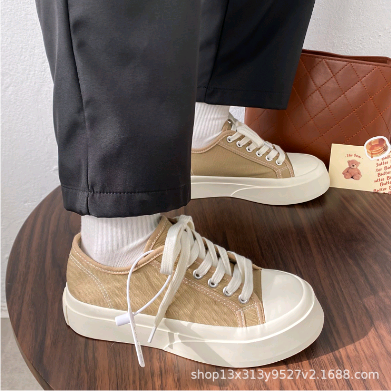 [ Mẫu Mới 2021 ] Giày Vải Độn Đế 4cm màu Cà Phê Siêu Siêu HOT