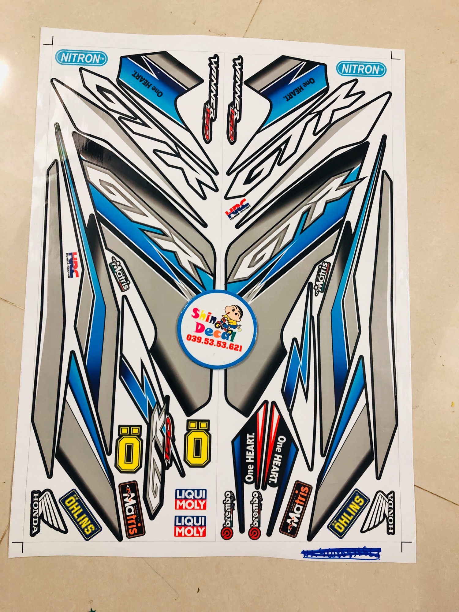 Tem rời winner GTR xám xanh đen