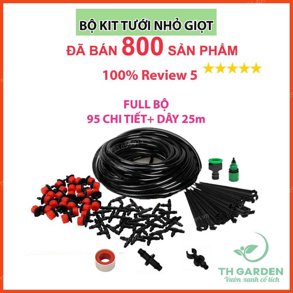 Bộ 30 béc tưới cây 8 tia nhỏ giọt kèm 25m dây và đầy đủ phụ kiện 206848 a