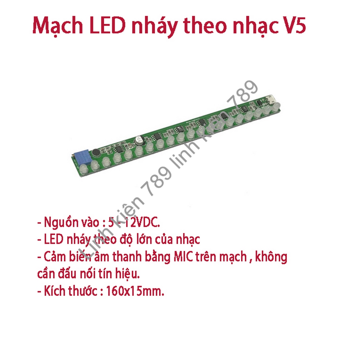 Mạch LED nháy theo nhạc V5 20 LED - Linh Kiện 789