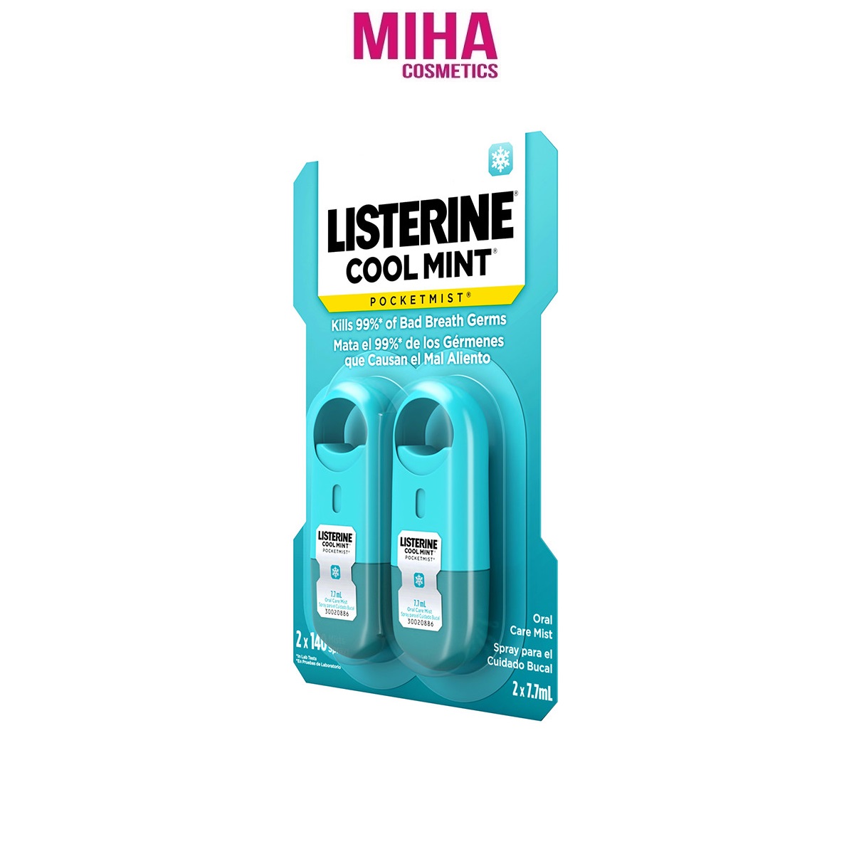 Bộ 2 Tuýp Xịt Thơm Miệng Listerine Cool Mint Pocketmist 7.7ml x2