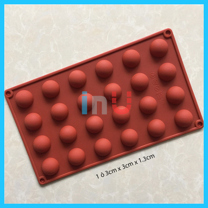 HCM - Khuôn silicon làm socola hình tròn 1 nửa 24 ô