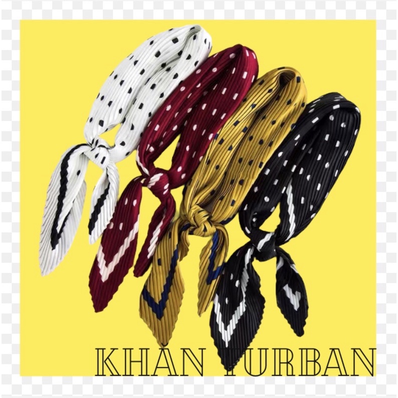 Khăn choàng cổ lụa xếp ly Khăn turban lụa dập ly