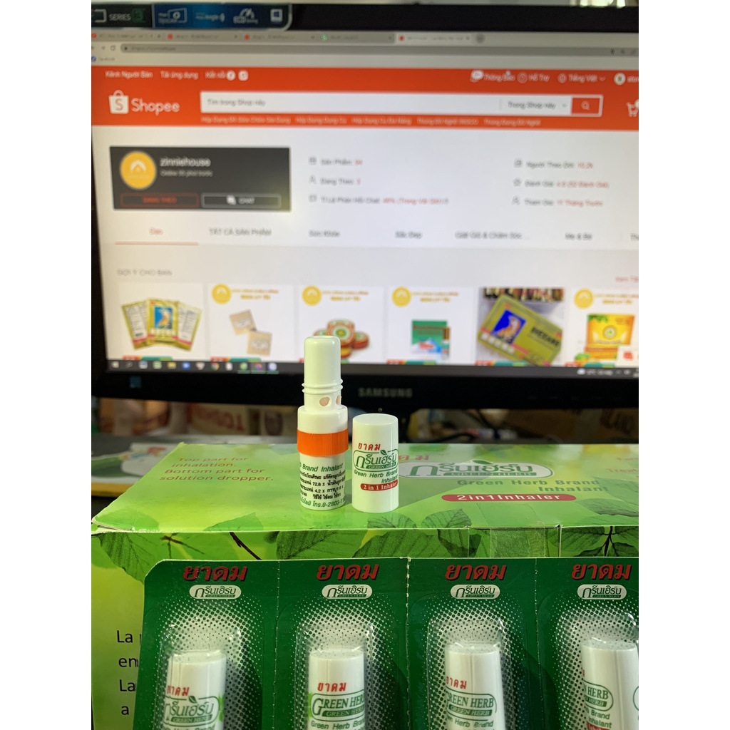 [COMBO 1 VỈ 6 ỐNG] ỐNG HÍT MŨI GREEN HERB THÁI LAN
