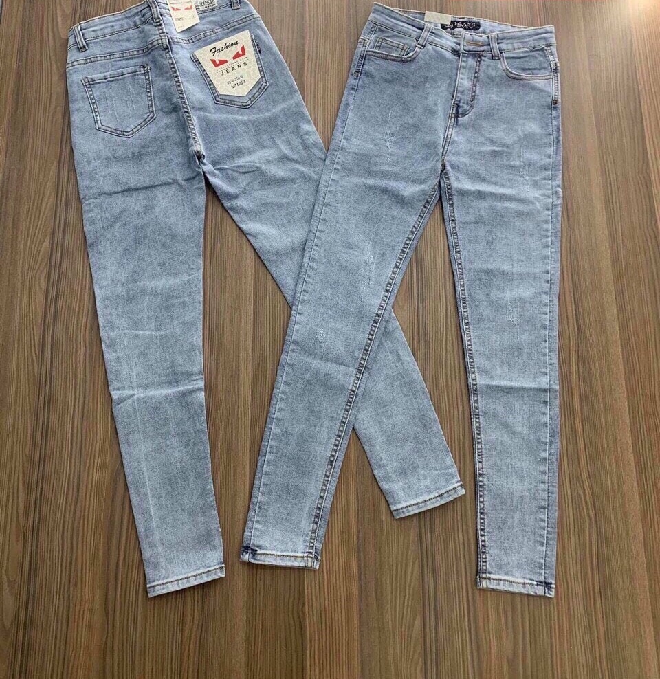 quần jean nữ xanh nhạt lưng cao 1045Y19