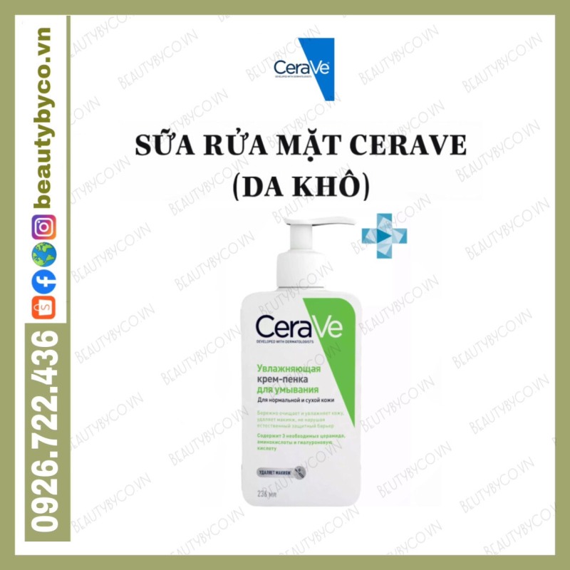 [Hàng Pháp] Sửa rửa mặt Cerave 237ml độ ph5.5 êm dịu, dưỡng ẩm, phục hồi da dành cho da khô date mới nhất giá rẻ