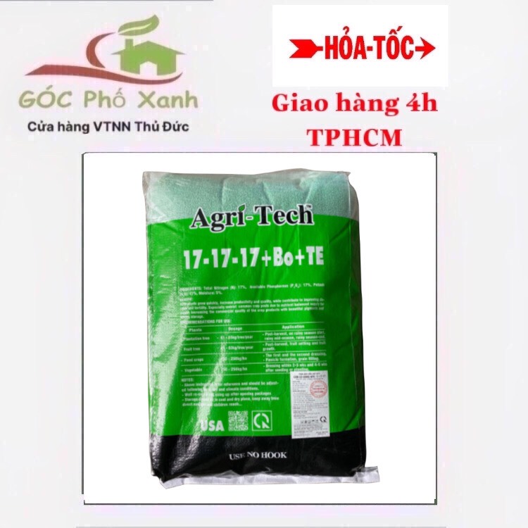 Phân bón NPK 17-17-17+TE hạt xanh