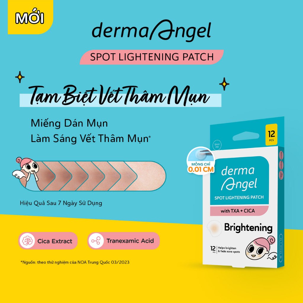 Combo 3 Miếng Dán Mụn Derma Angel Acne Spot Lightening Patch 12 Miếng