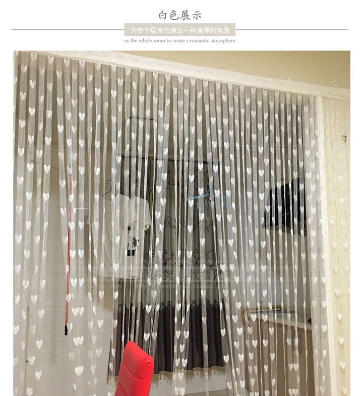 Rèm cửa dệt chỉ hình trái tim 3m x 3m
