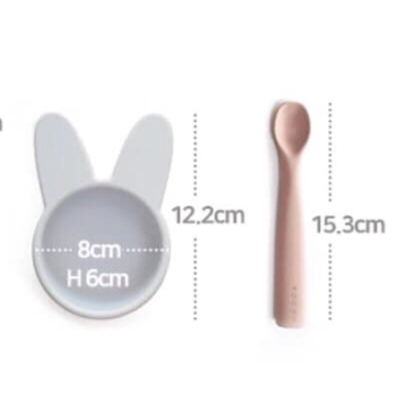 (Sẵn) Set Bát Thìa Ăn Dặm Thỏ Rocou Hàng  Hàn Quốc