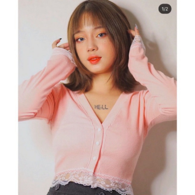 Áo Croptop tay dài phối ren nữ A2 - ENTYTY
