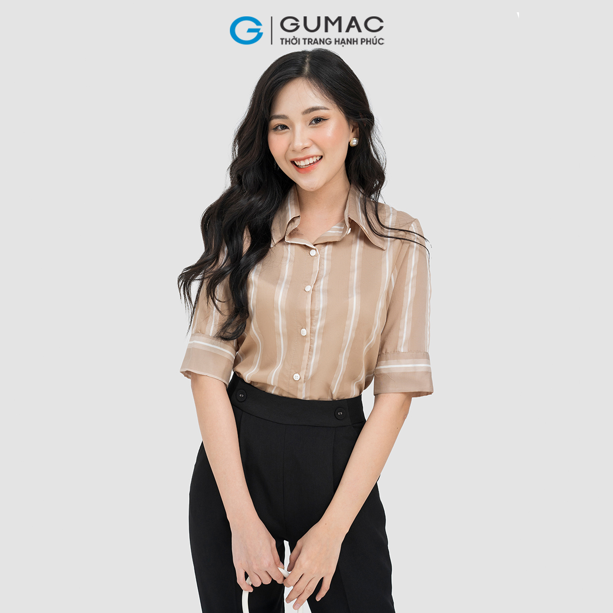 [25 - 29.5 |Voucher 8-12%] Quần tây baggy nữ phối nút GUMAC QD04013