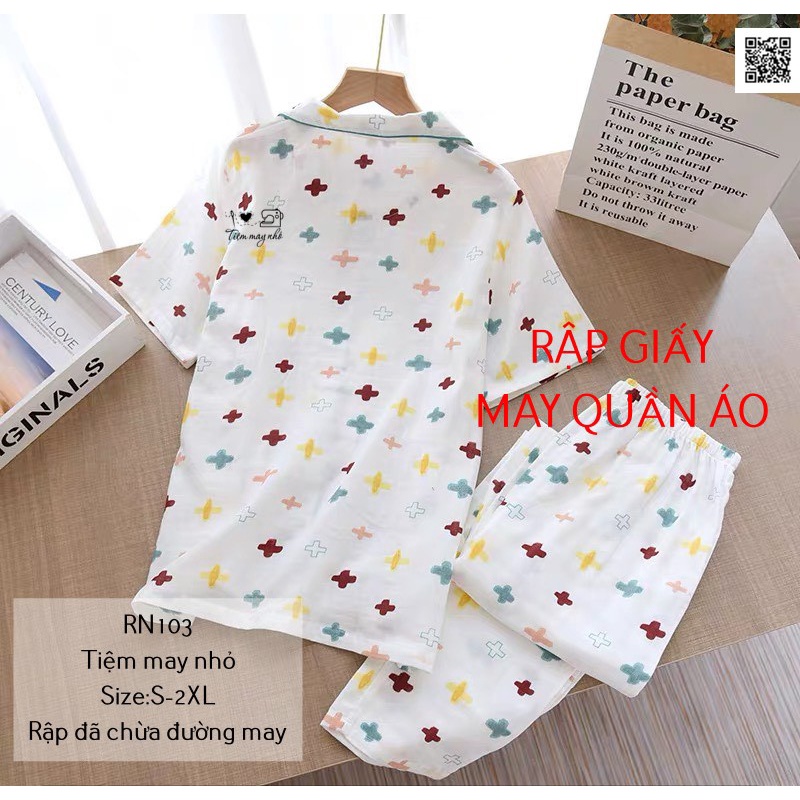 RN103_RẬP GIẤY May Bộ Pijama Ngắn Tay