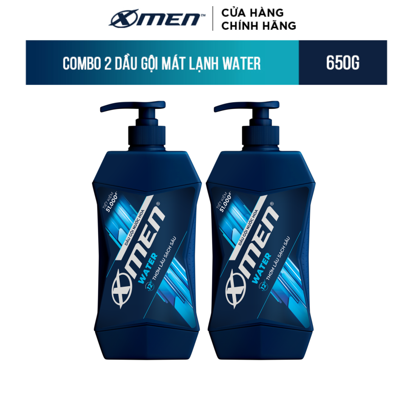 Combo 2 Dầu Gội X-Men Mát Lạnh Water 650g/chai nhập khẩu
