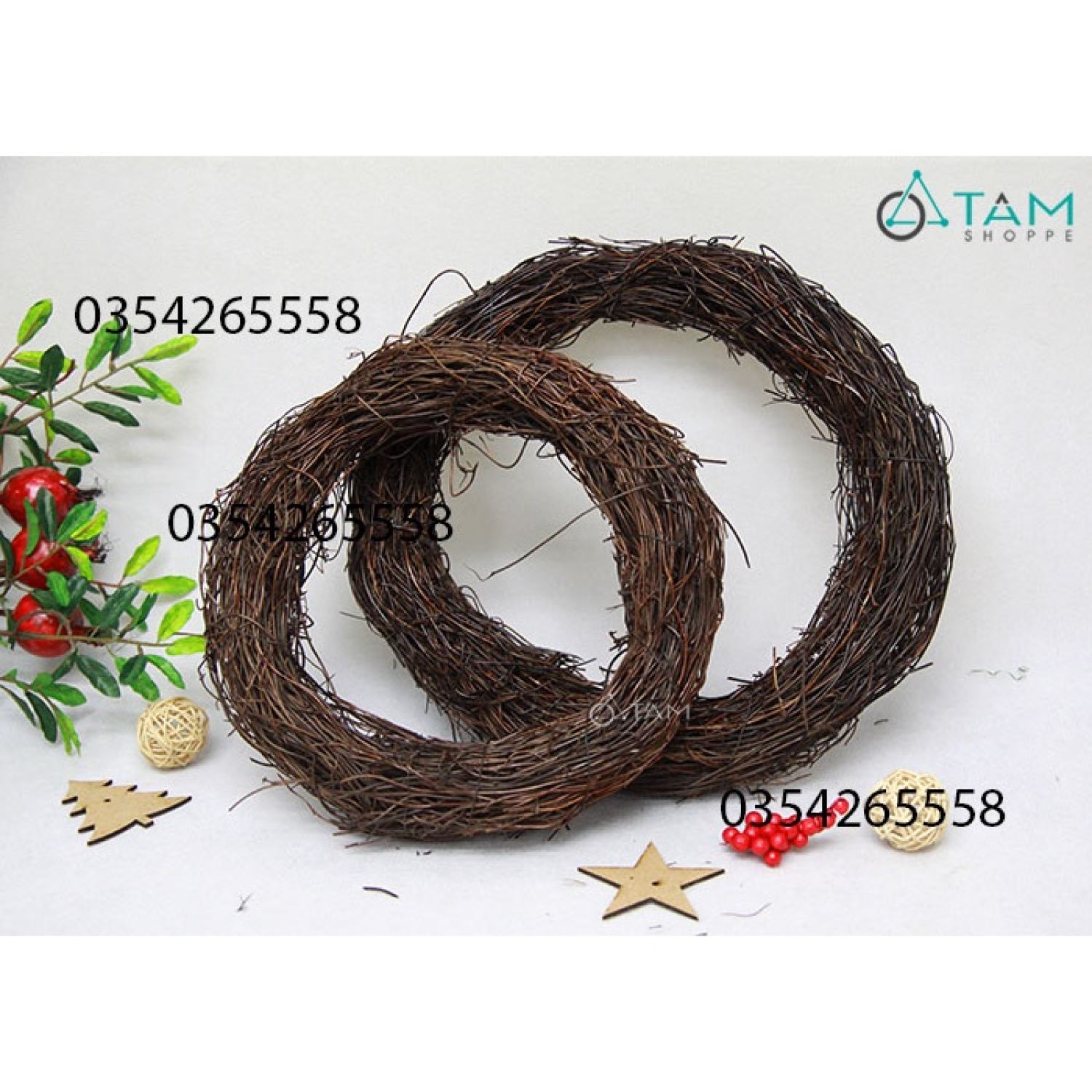 Vòng cỏ bện handmade-trang trí decor