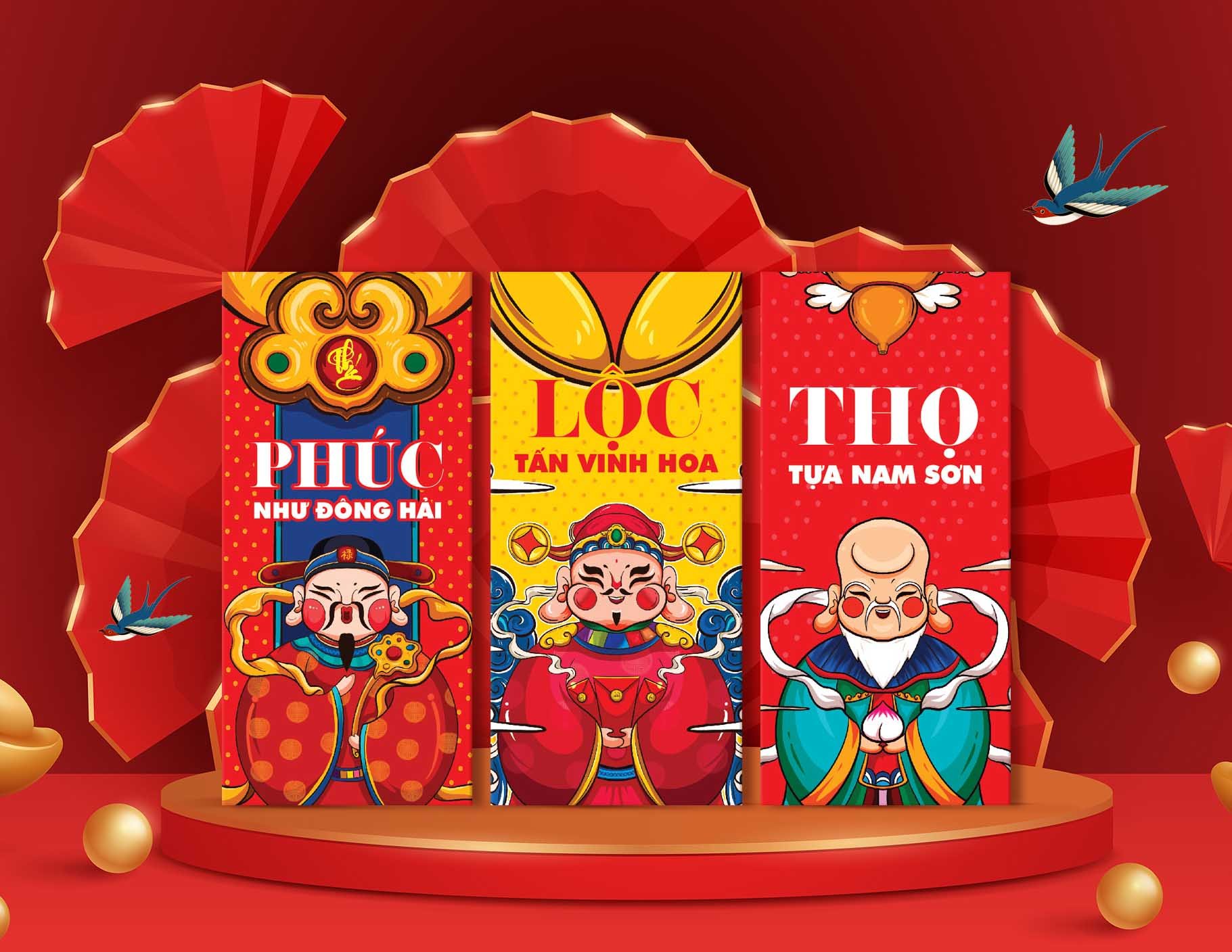 Combo 100 Bao lì xì truyền thống tết 2022