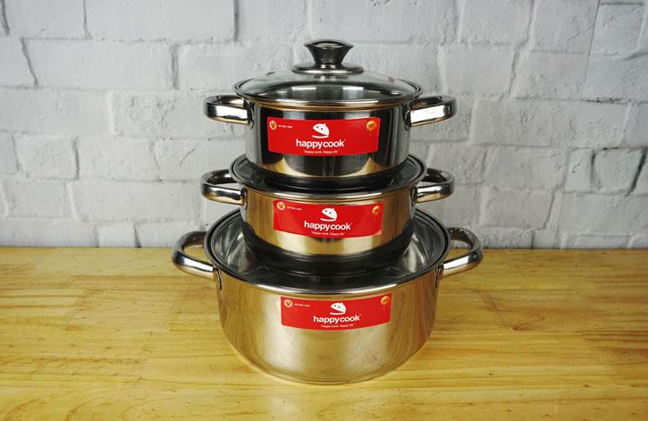 Bộ 3 nồi inox Happy Cook EL-06ICG
