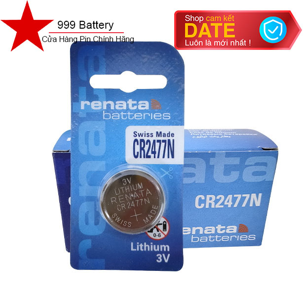 Vỉ 1 viên pin cr2477n cr2477 2477 renata lithium 3v chính hãng