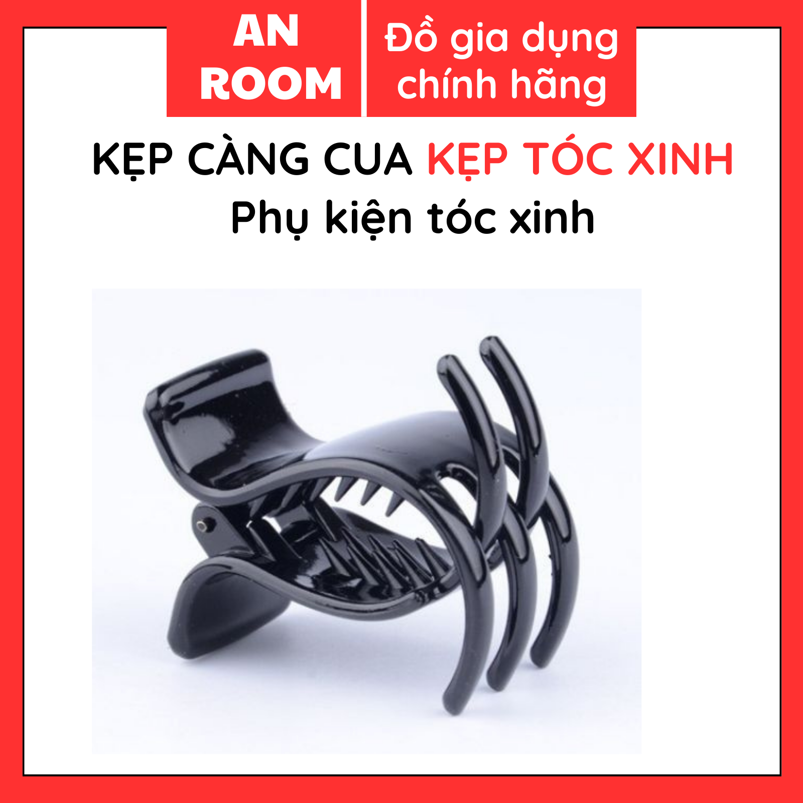 Kẹp tóc càng cua trơn 3 răng màu đơn giản