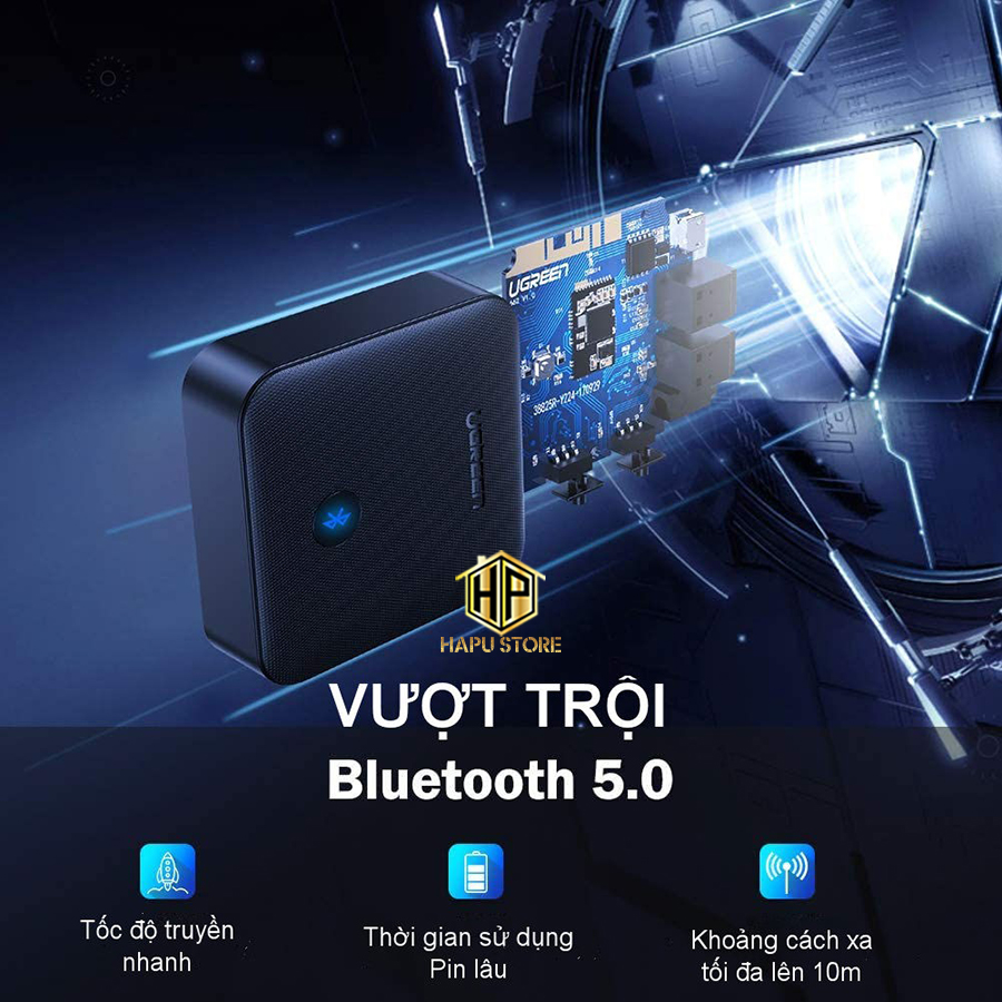 Bộ thu phát Bluetooth 5.0 hỗ trợ APTX Ugreen 70158 cao cấp - Hapustore