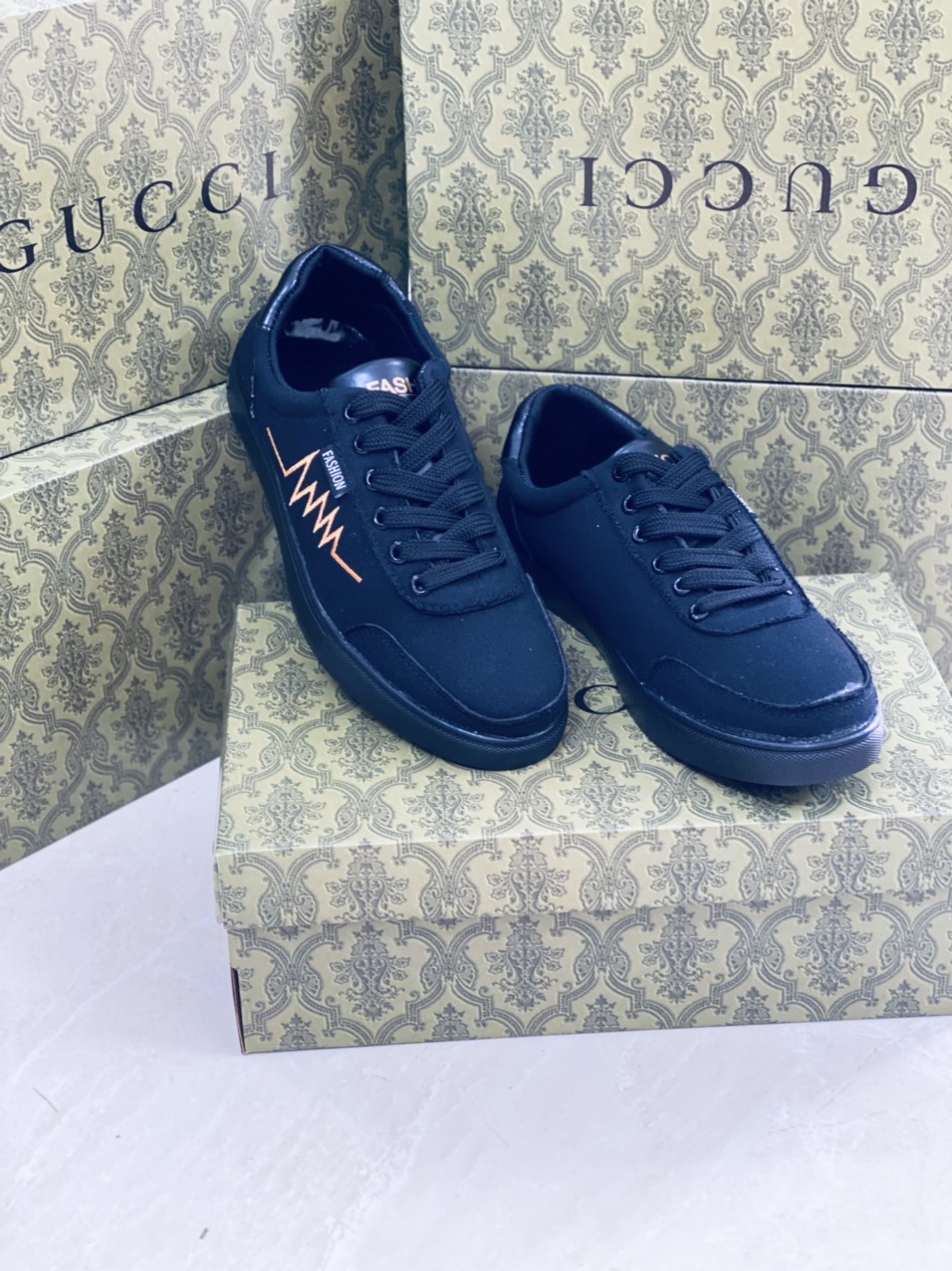 GS20 Giày Sneaker Nam đen Thể Thao Da PU Bền Đẹp