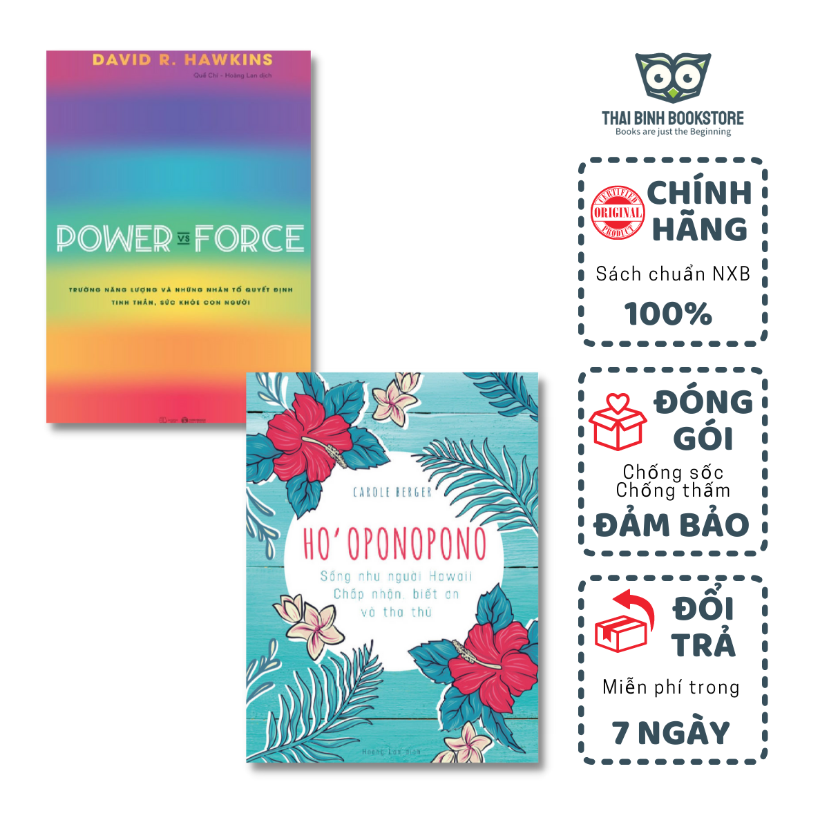 Sách - Combo 2 Cuốn Sách: Power Vs Force - Trường Năng Lượng Và Những Nhân Tố Quyết Định Tinh Thần Và Sức Khỏe Con Người, Ho’oponopono: Sống Như Người Hawaii - Chấp Nhận, Biết Ơn Và Tha Thứ - Thái Bình Bookstore