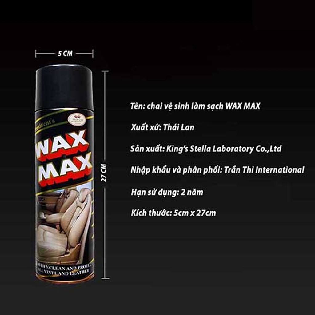 BÌNH XỊT BÓNG NỘI THẤT XE - TAPLO - GHẾ DA WAXMAX
