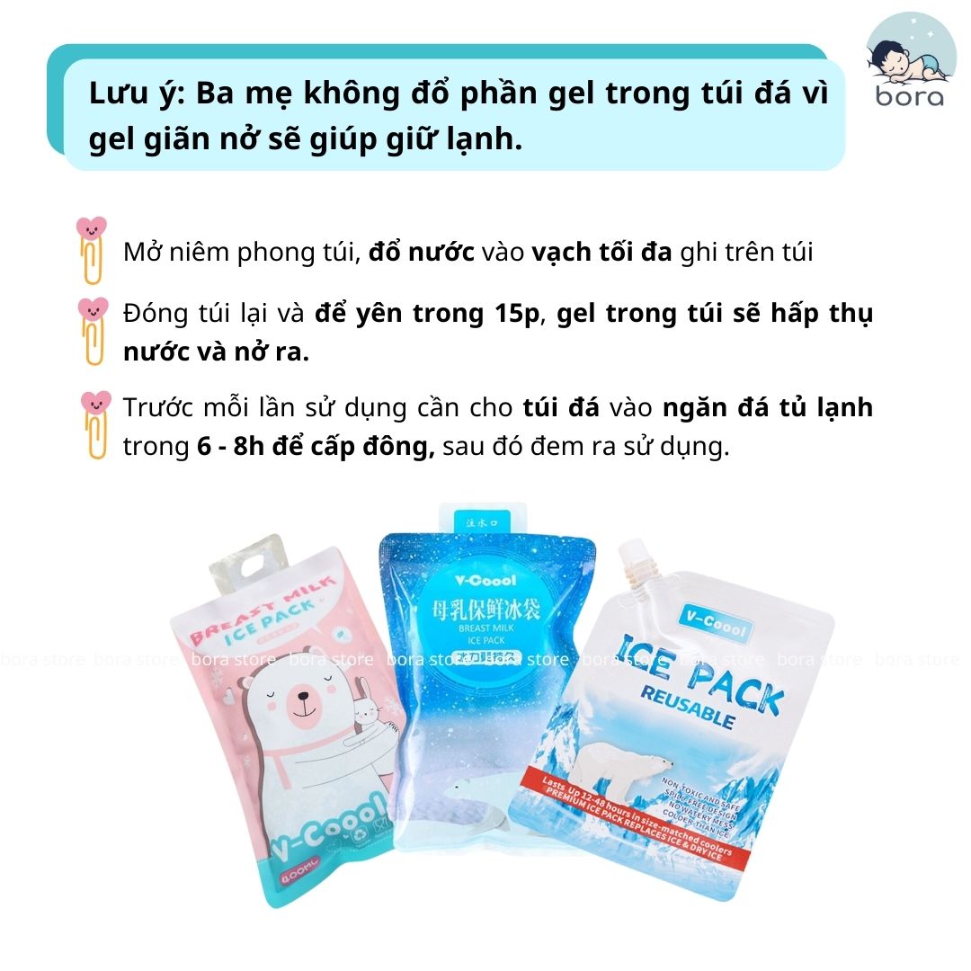 Túi đá khô giữ lạnh sữa V-coool 400ml