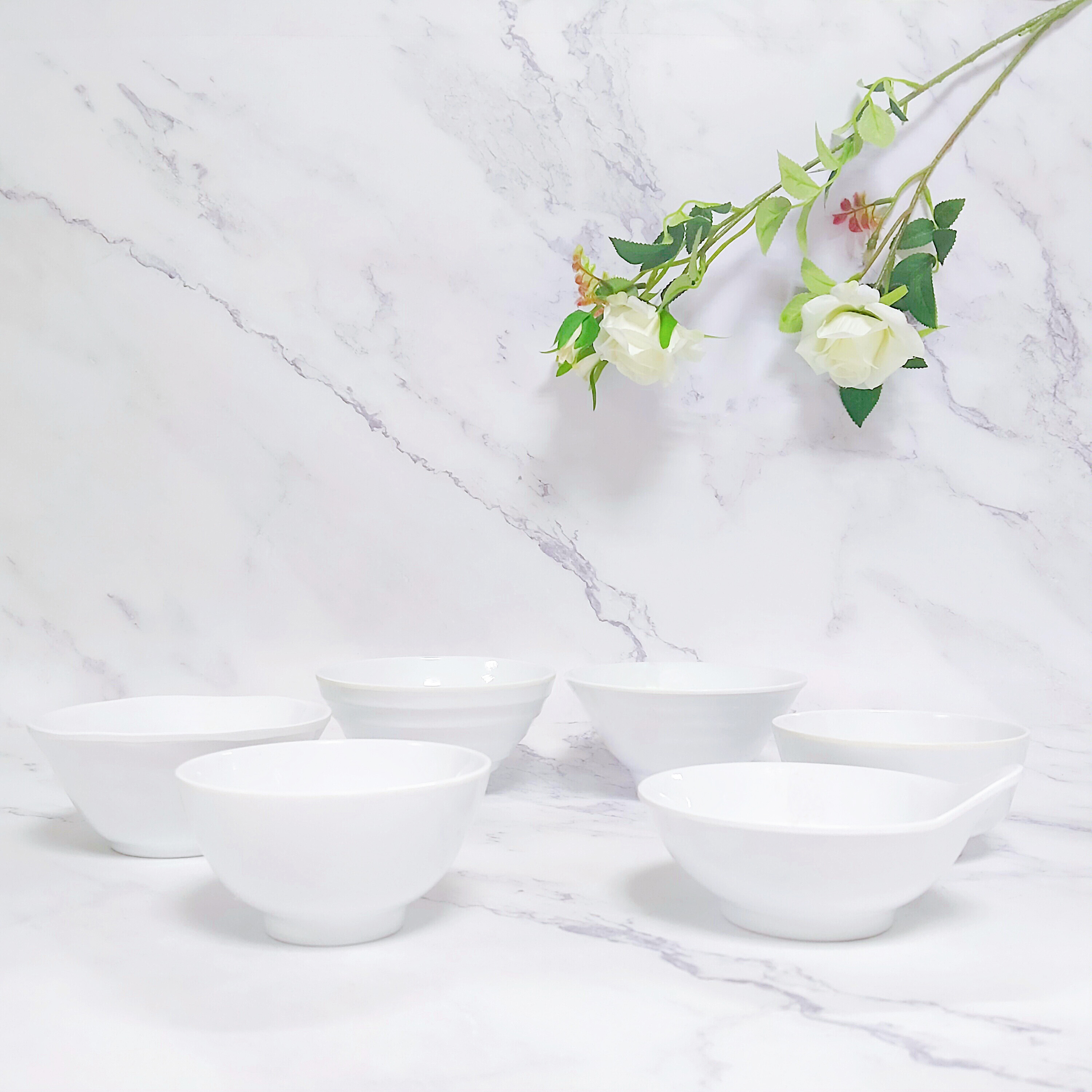 Bộ chén bát ăn cơm SUPERWARE Nhựa phíp 100% Melamine Trắng