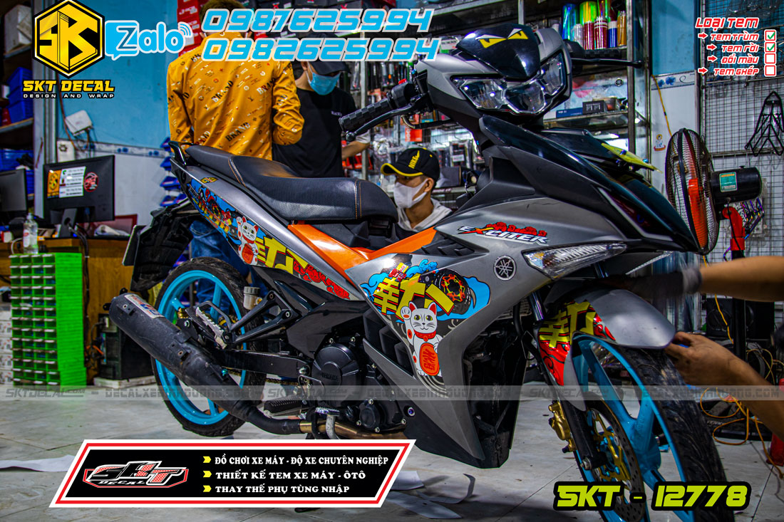 tem rời exciter 150 mèo thần tài
