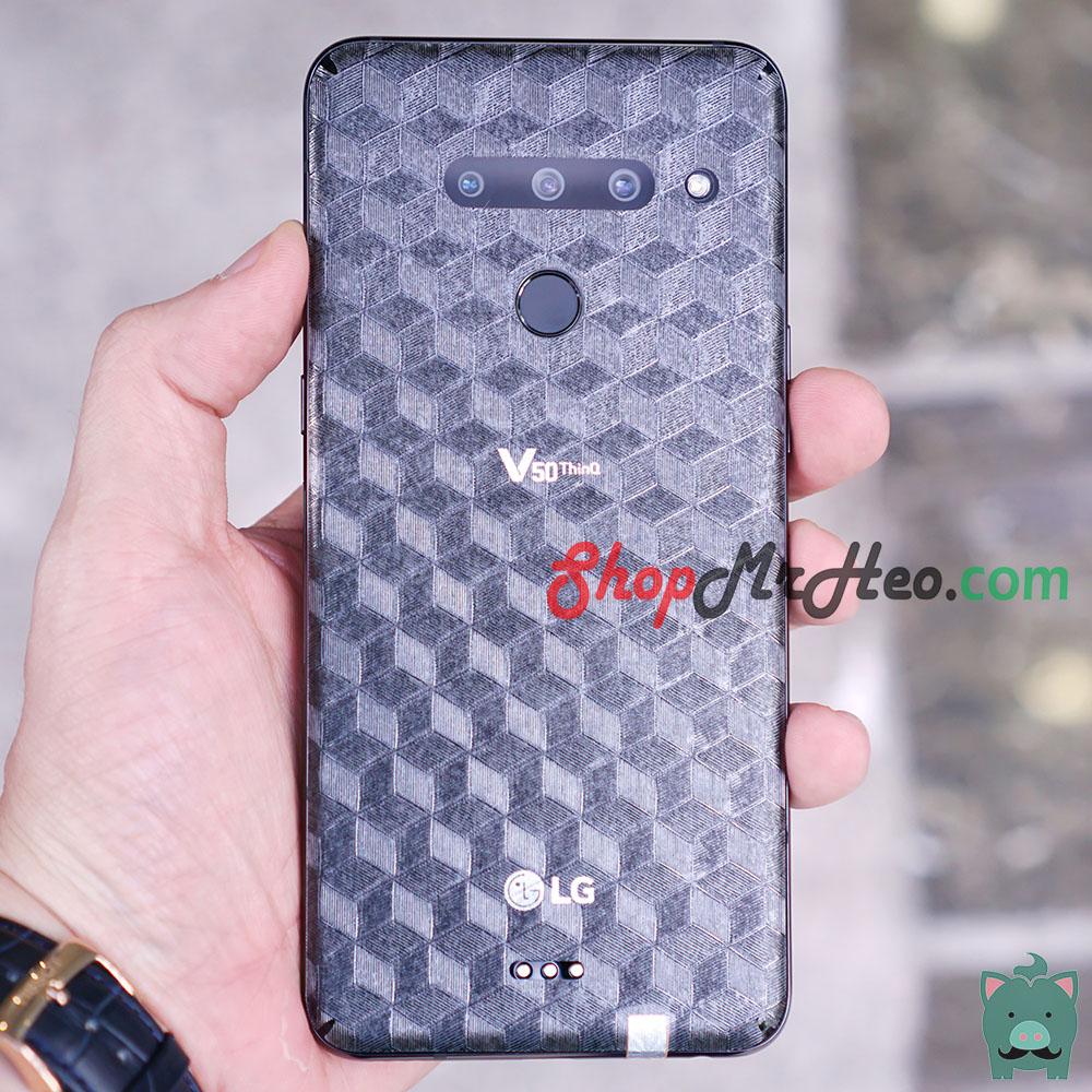 [HCM]Skin Dán Mặt Sau Lưng Vân 3D LG V50 ThinQ - LG V50S - LG G8X - Carbon, Hình Hộp, Nhám