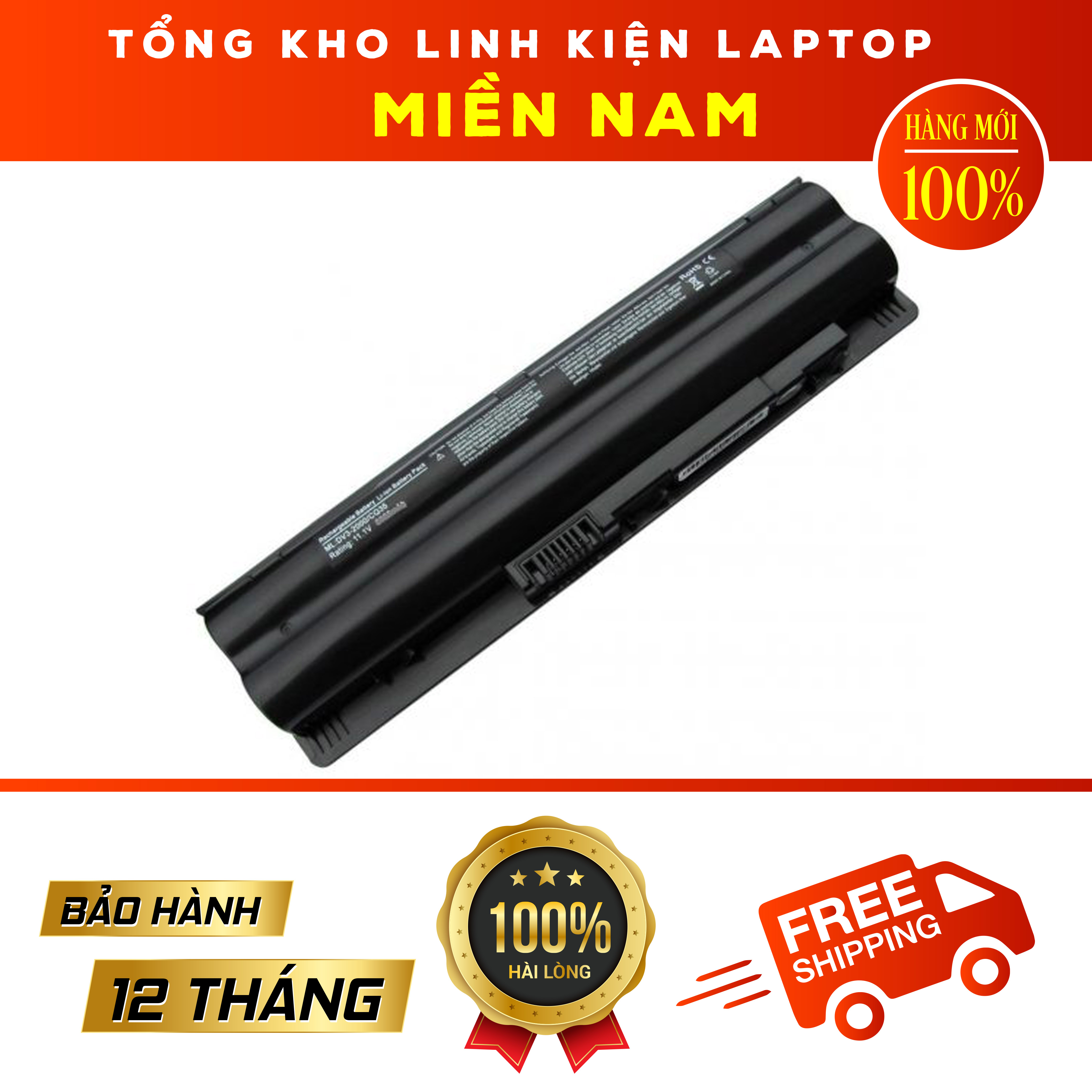 Pin cho laptop hp compaq cq35-100 pavilion dv3-2000 loại 6 cell bảo hành toàn quốc