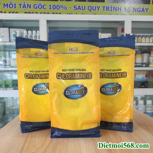 Bột khử khuẩn Cloramin B 25% - Clorabee Việt Nam Túi 1 kg - Khử trùng diệt
