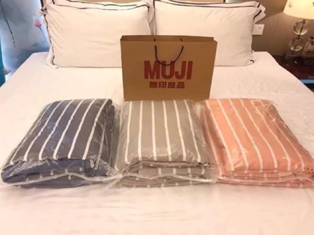 [MUJI mẫu mới] Chăn MUJI kẻ sọc to mẫu mới