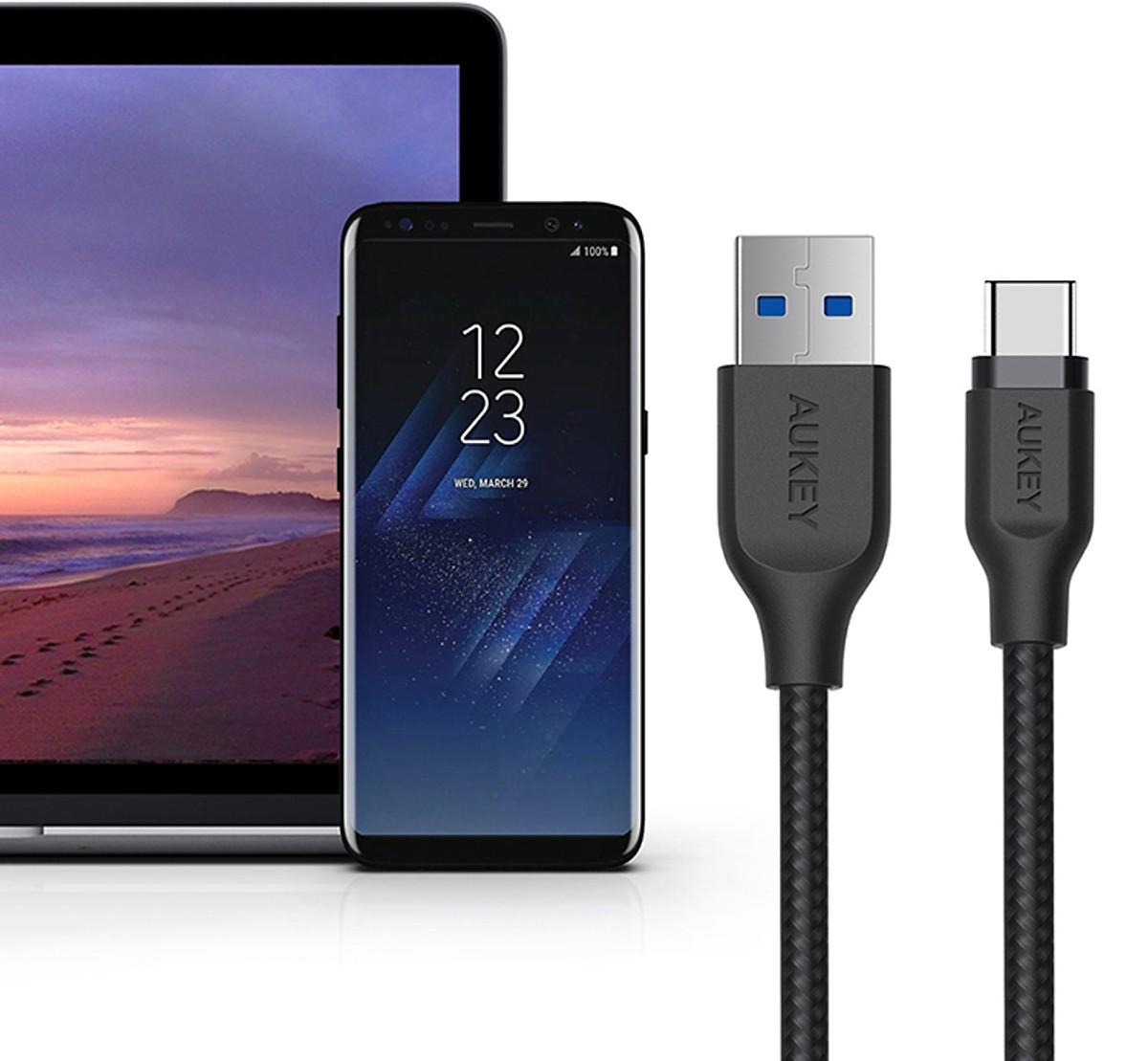 [HCM]Dây Cáp Sạc USB Type-C Aukey CB-AC2 2.0m (Đen)
