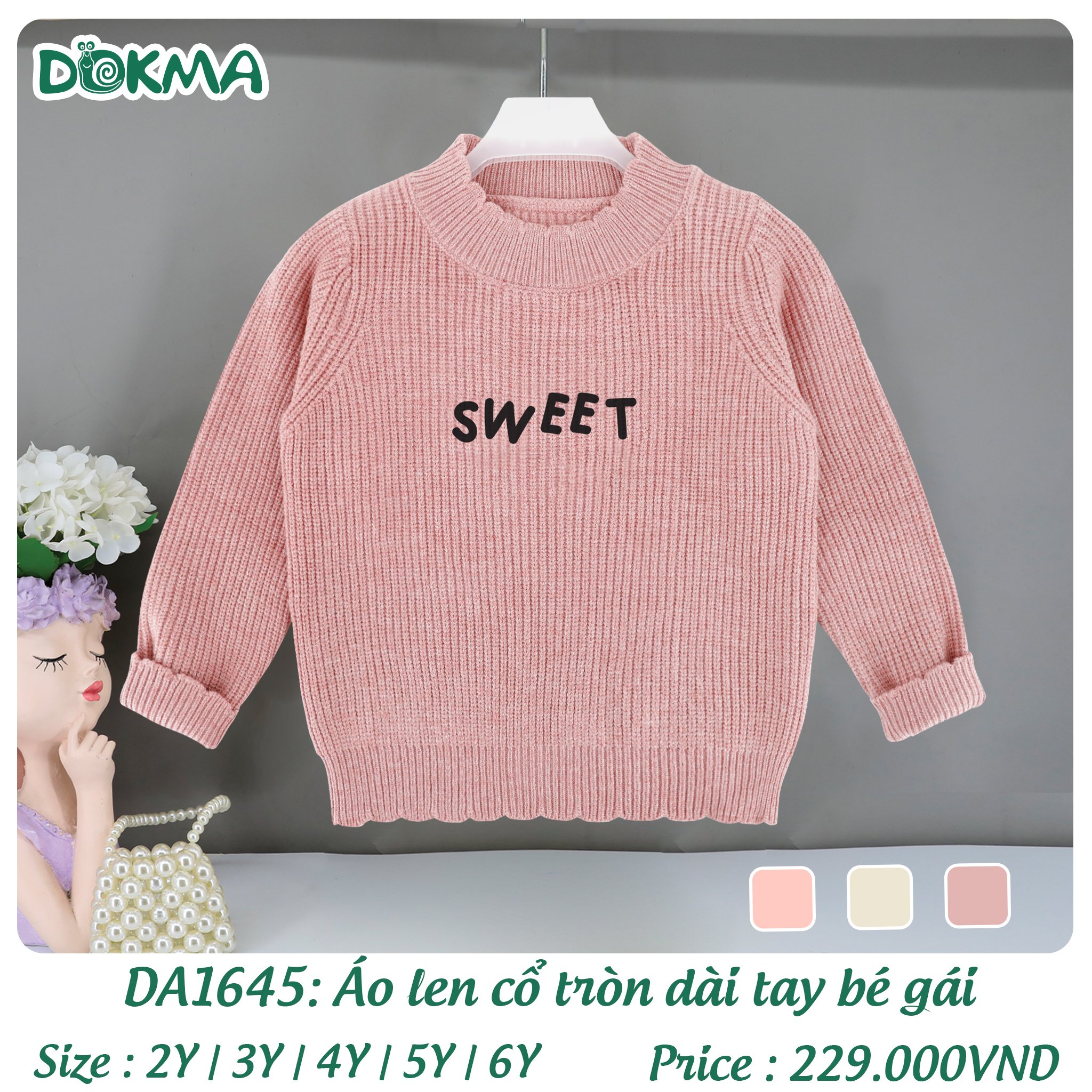 Áo len cổ tròn bé trai - bé gái thu đông DOKMA (2-6Y) (DA1644 - DA1645 - DA2271)