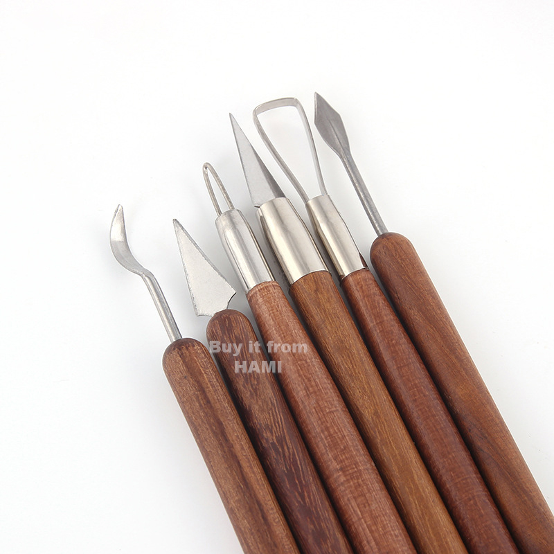 Bộ 6 dụng cụ làm đất sét cán gỗ