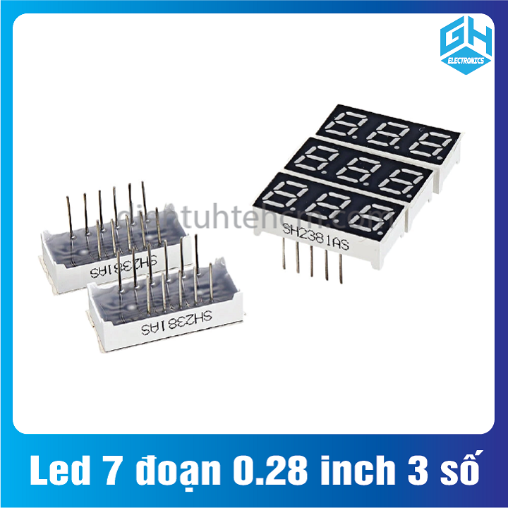 Led 7 đoạn 0.28 inch 3 số màu đỏ(set 2 con)