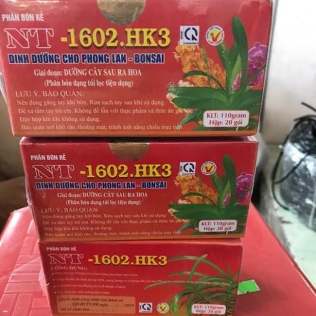 Phân bón chậm tan dạng túi lọc hộp 20 túi NT-1602 HK3 cho phong lan, bonsai giai đoạn cây sau ra hoa