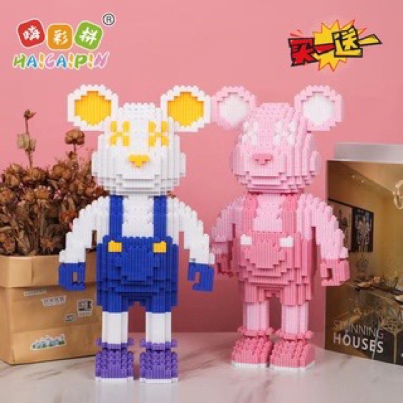 [TẶNG BÚA ] COMBO 2 GẤU BEARBRICK 35CM/ LEGO GẤU ĐÔI/ MUA 1 ĐƯỢC 2